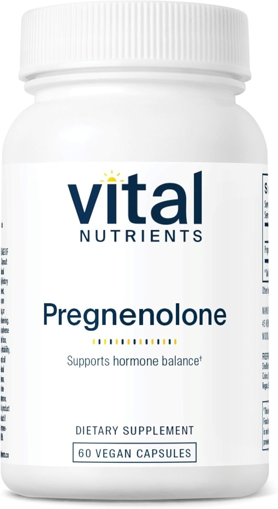 Vital Nutrients - Pregnenolone - Supports Mood, Memory and Immune Function - 60 Vegetarian Capsules per Bottle - 10 mg