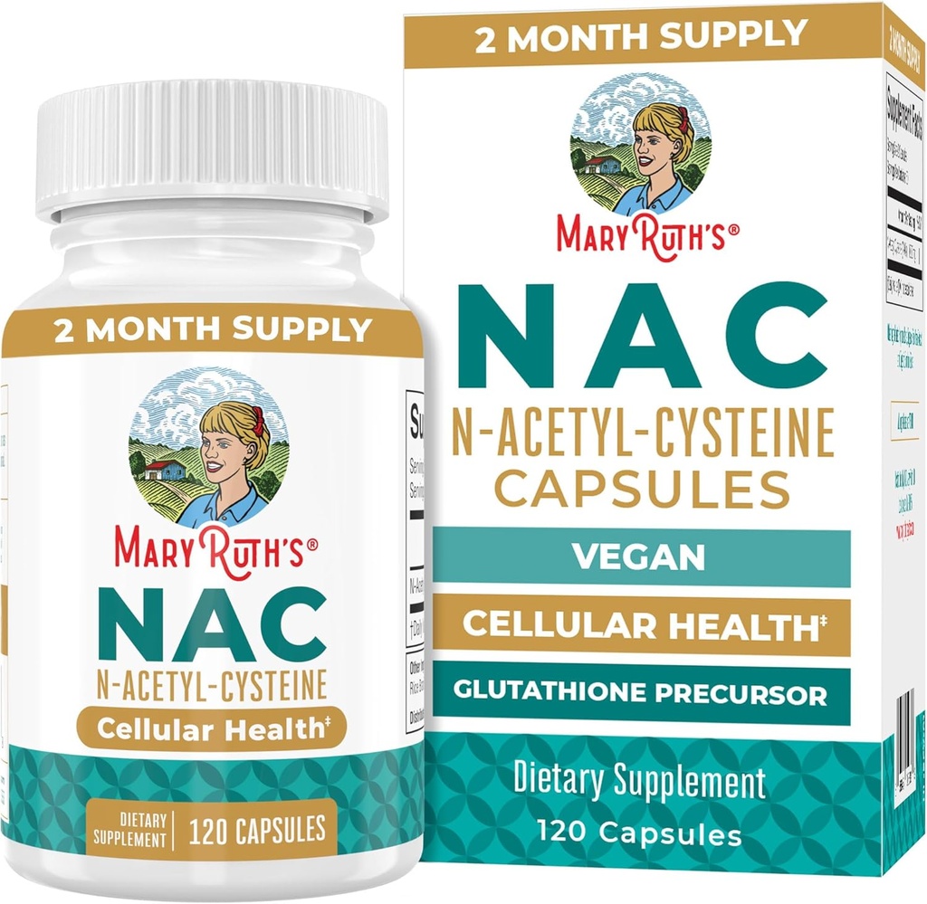 MaryRuth Organic NAC Supplement N-Acetyl Cysteine | 2ヶ月サプライ | NAC 1000mg perサービング | ビーガンカプセル | グルタミンプレカーサ | アミノ酸 | 非GMO | グルテンフリー | 120 カウント | 60 サービング