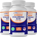Vitamatic 3のパックのHyaluronicの酸は200mg -サポート健康な結合ティッシュおよび接合箇所-Youthfulの健康な皮-合計360のカプセルを補います