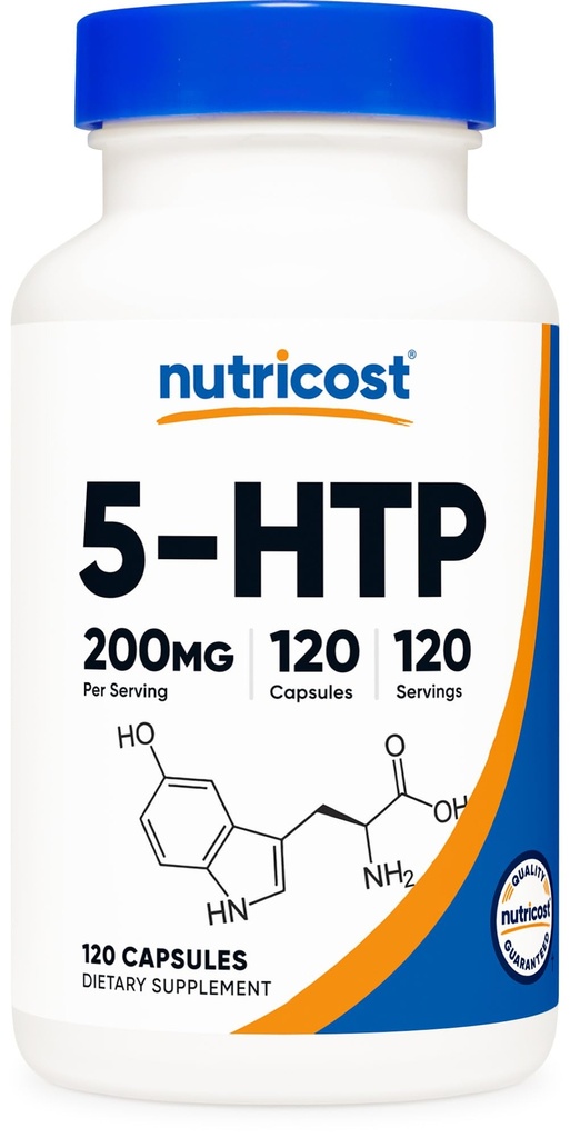 Nutricost 5-HTP 200mg、120 ベジタリアンカプセル(5-Hydroxytryptophan) - 非GMO&グルテンフリー