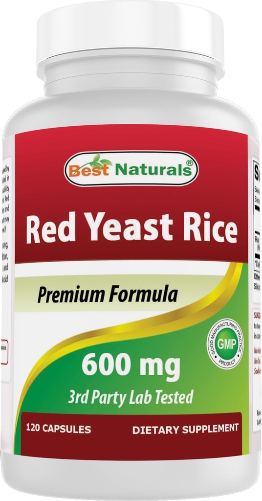 Best Naturals, Red Yeast Rice, 600 mg capsules, 120 Capsules, 2 capsules per serving/1200mg per serving