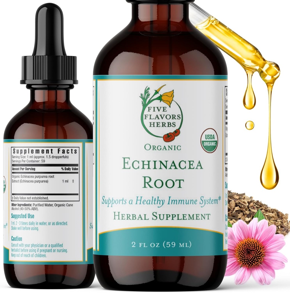 Echinacea Root Tincture - 免疫システムサポート、Bites、Stings&Wounds、乳白色オート麦、ハーブサプリメント - 2 Fl Oz