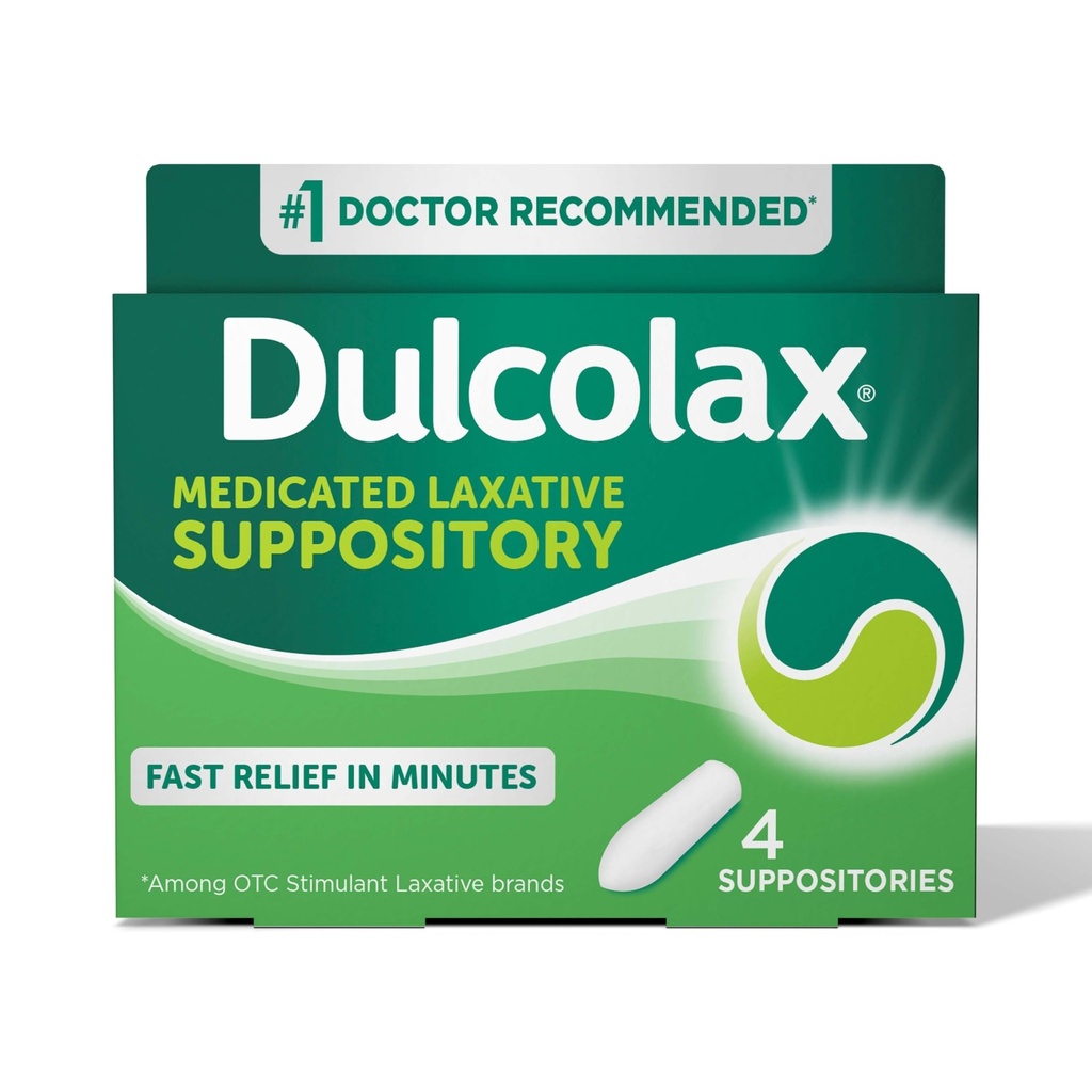 Dulcolax Stimulant Laxative 薬用坐剤, 予測可能 & 効果的な便秘救済, Bisacodyl 10 mg, 4 カウント
