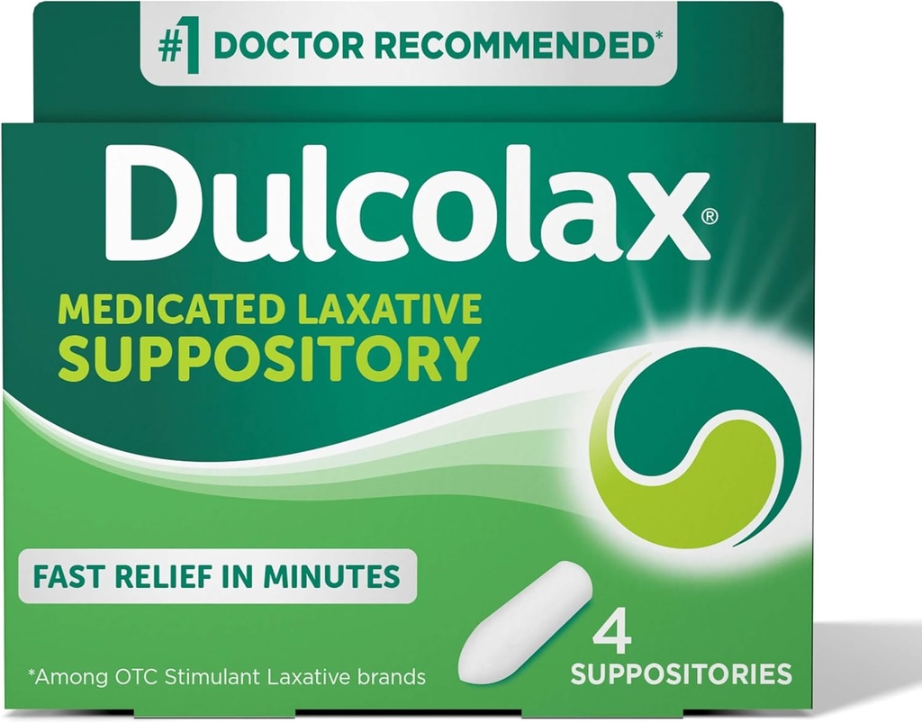 Dulcolax Stimulant Laxative 薬用坐剤, 予測可能 & 効果的な便秘救済, Bisacodyl 10 mg, 4 カウント