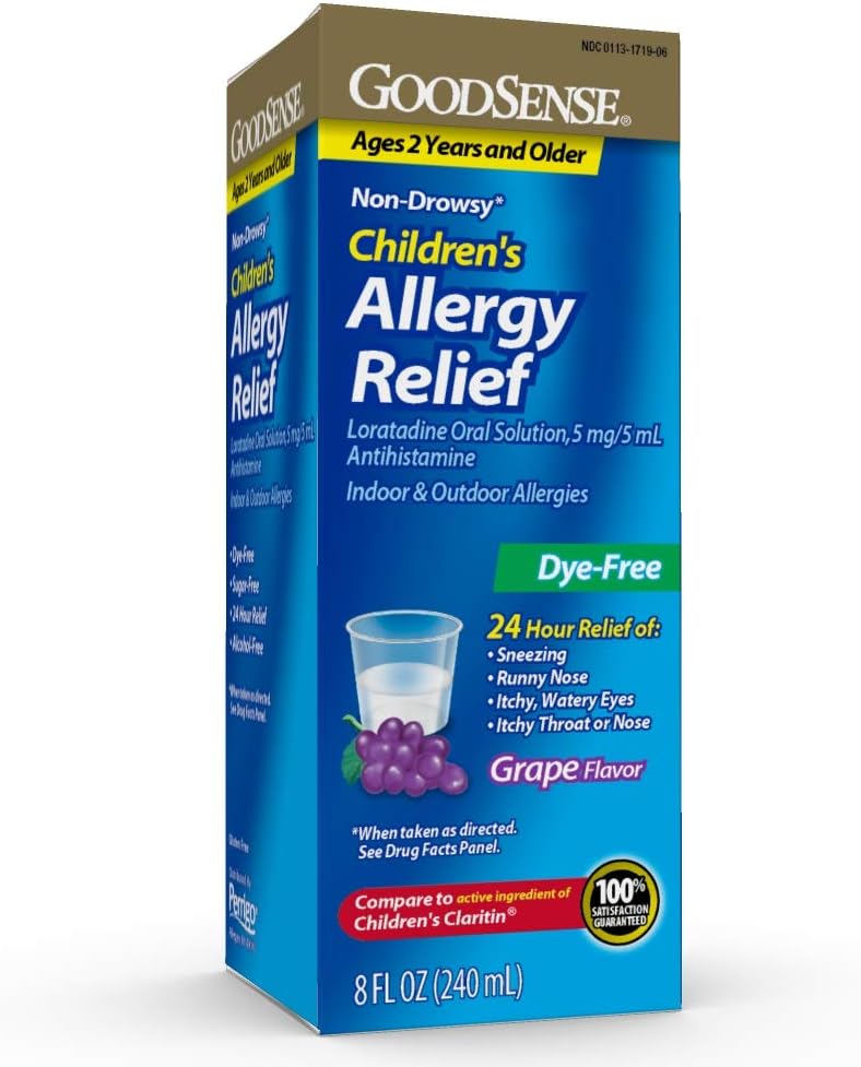 GoodSenseの子供のアレルギーの薬、24時間のLoratadineの口頭解決5 mg/5のmLの染料なし、非眠気のAntihistamine、ブドウの味、年齢2および8のoz