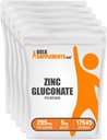 BulkSupplements.com亜鉛グルコネートパウダー - 亜鉛40mg、亜鉛パウダー - 免疫サポートのための亜鉛サプリメント - グルテンフリー、給餌あたり285mg、5kg(11lbs)(5のパック)