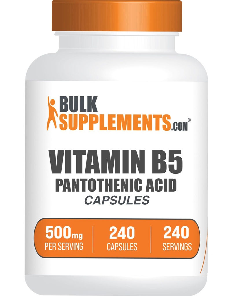 BulkSupplements.comビタミンB5カプセル - パントテン酸、ビタミンBサプリメント、パントテン酸500mg - グルテンフリー、1カプセル/サービング、240カプセル(1パック)