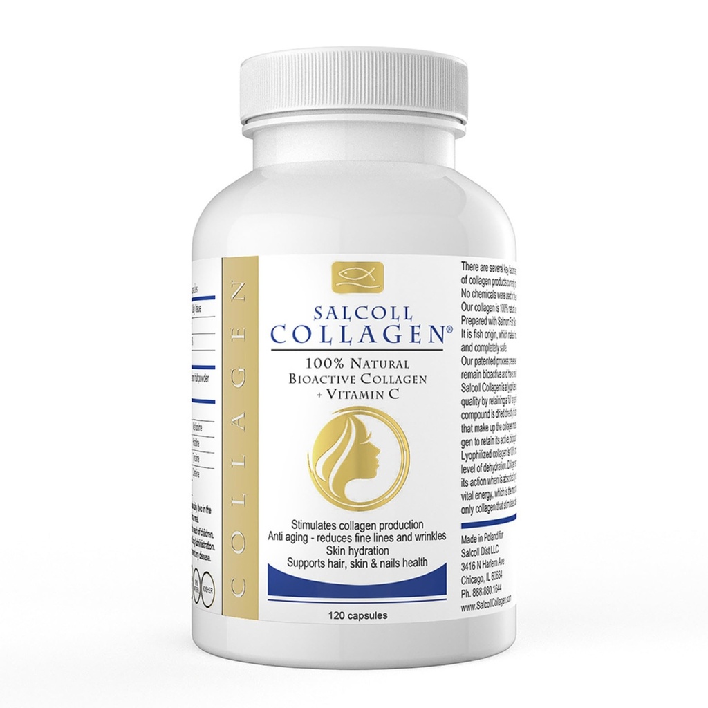 Salcoll Pure Marine Collagen Skin Capsules (120 Count) – Anti-Aging Supplement for Women & Men, Boosts Collagen, Reduces Wrinkles, Supports Skin, Hair & Nails with Hydration & Nourishment