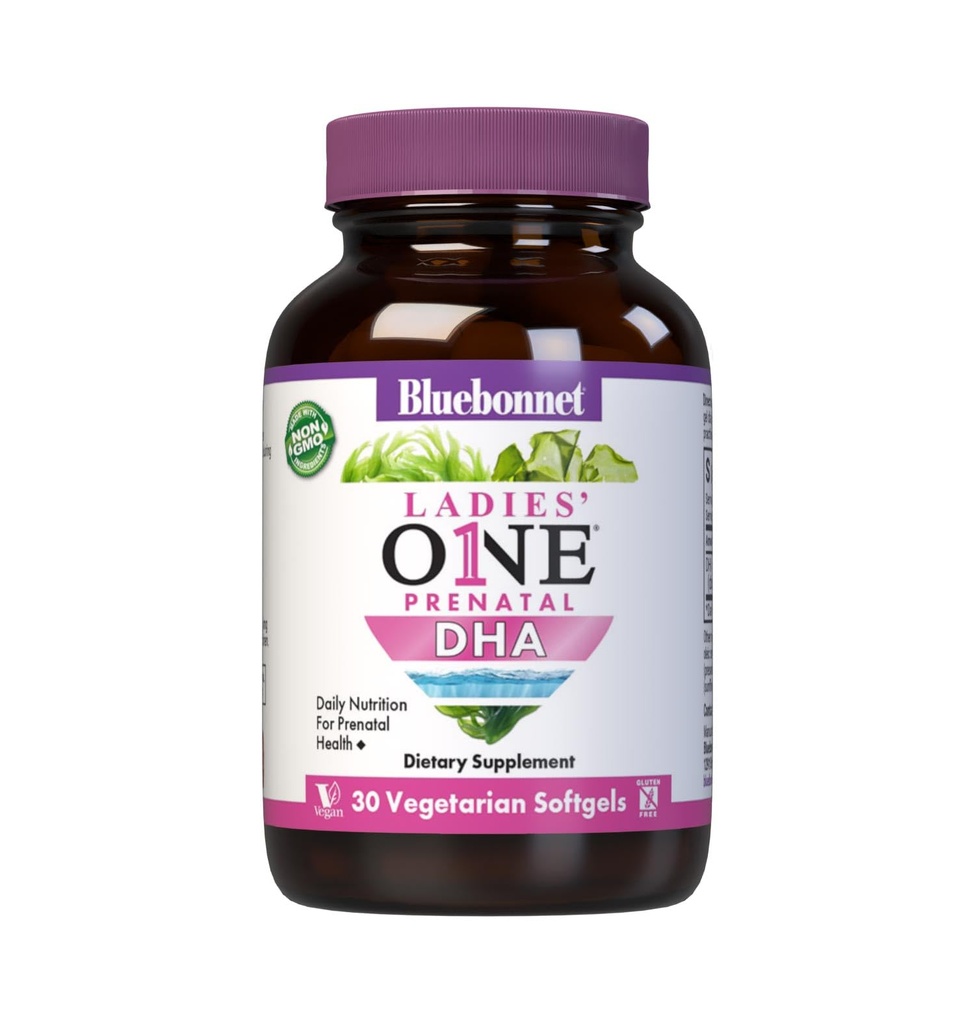 Bluebonnet栄養レディースワンプレナタルDHA、プレナタルヘルスのための毎日の栄養*、非GMO、ビーガン、グルテンフリー、30ベジタリアンSoftgels、30サービング