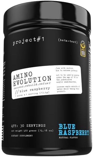 プロジェクト#1 AminoEvolution: 筋肉のサポートと回復 | BCAAの、EAAの、電解質の粉 | Keto-Friendly エネルギーブースト | 男性と女性のための事前のトレーニング | 30 人前給 - ブルーラズベリー | アミノ酸