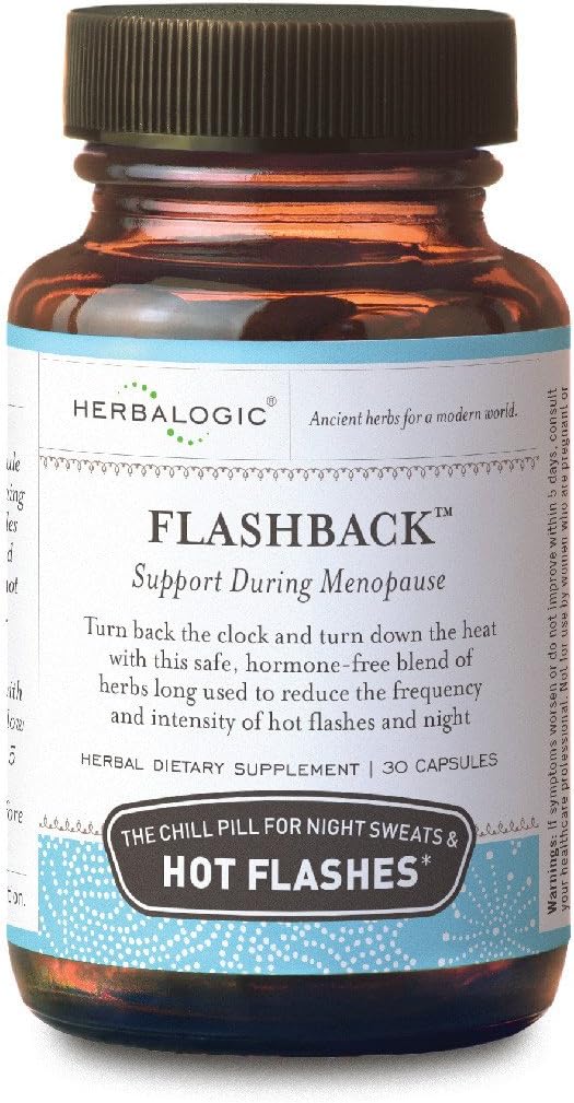 Herbalogic - Flashback Herb Capsules - Natural Relief for Menopausal Hot Flashes, Night Sweats, Sleeplessness, Irritability & Mood Swings - 30 Cap Count