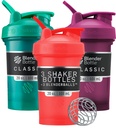 BlenderBottle古典的なV2シェーカーボトルは、タンパク質シェイクスとプレワークアウト、20-オンス(3パック)、レッド、グリーン、プラムに最適です