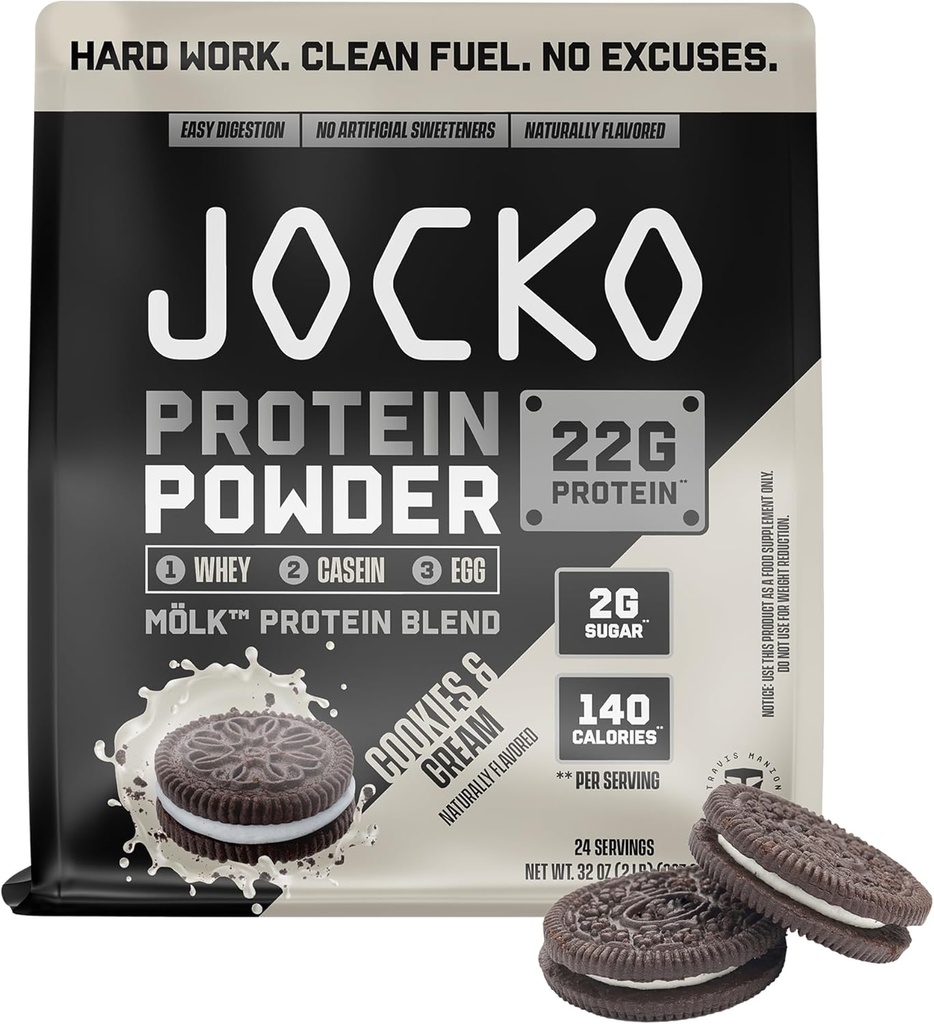 Jockoの燃料のMölkの健康な蛋白質の粉- Keto、プロバイオティクス、消化酵素、アミノ酸、低い砂糖のモンクのフルーツのブレンド-サポート筋肉回復及び成長(24のサービング、クッキー及びクリーム)