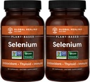 グローバルヒーリングセンターセレン200mcg 2-パック、有機成分と純粋なセレンサプリメント、甲状腺&女性のための抗酸化剤 - Selenium 100 mcg(60カプセル)以上