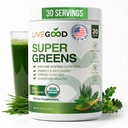 LiveGoodの極度の緑の粉の小麦の草の粉、免疫サポート、エネルギーおよびデトックス、緑のジュースの粉の補足(30のサービング)のための毎日のスーパーフードの粉、12.38 Oz