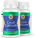 Calcio de Coral Set de 2 frascos con 100 capsulas CADA uno. Reforzado con Vitamina D y Magnesio. Combate: Cansancio, Dolor de huesos, 不眠症, Calambres, 関節炎. 100%ナチュラル。
