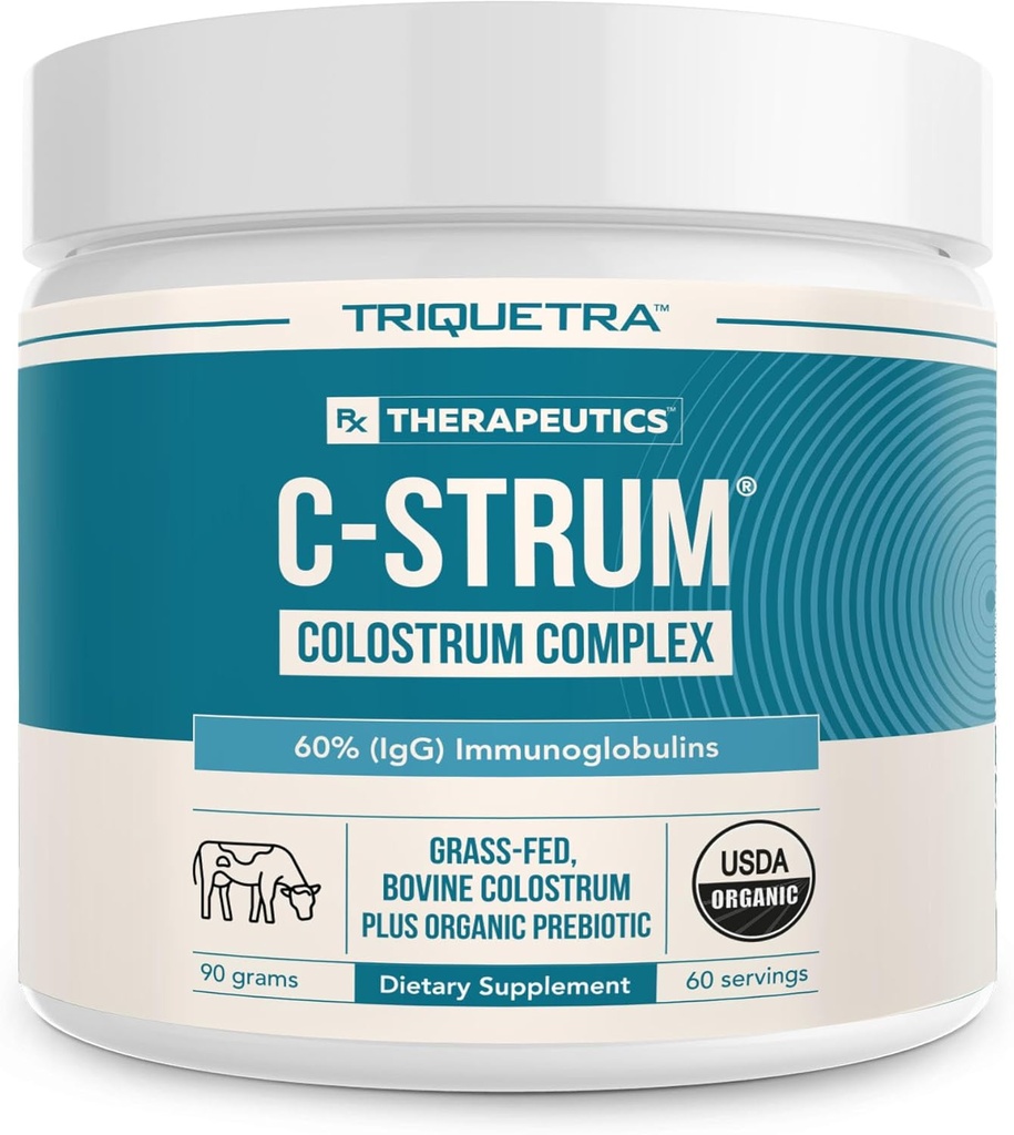 C-Strum® 有機ホウ素コロストラムパウダー、60% igG、ファーストミルク、グラスフェッド、マックス強度コロストラムサプリメントドイツ乳牛 - ガット、免疫、スキン&ヘアサポート(60サービング)