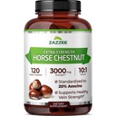 Zazzeeの余分強さの馬のChestnut 10:1のエキス、3000のmgの強さ、20%のAescinsの4か月の供給、120のビーガン カプセル、集中し、標準化された10Xのエキス、全非GMO、米国でなされる