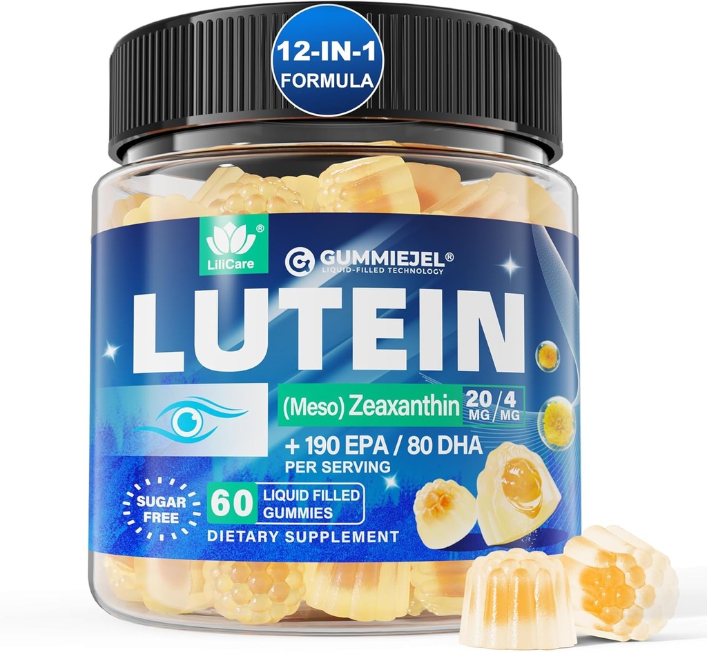 砂糖はオメガ3(EPA 190mg & DHA 80mg)の目のためのEyeのためのLutein 20mg 40mgおよびZeaxanthinのグミを、Luteinの補足の目のビタミンはBilberry、Goji Berry及びSaffron、ビーガン- 60の計算を合わせました