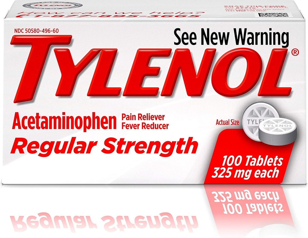 TylenolのRegの強さ100'Sのサイズ100ct Tylenol 325のMgの規則的な強さの苦痛Reliever