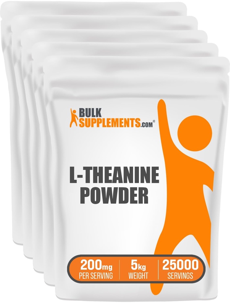 BulkSupplements.com L-テアニンパウダー - L-テアニンサプリメント、L-テアニン200mg - アミノアミノサプリメント、ピュア&グルテンフリー、サービングあたり200mg、5kg(11ポンド)(5のパッケージ)
