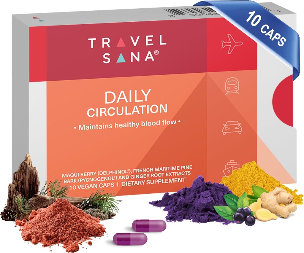 Daily Circulation | Antioxidant Powerhouse Supplement | Supports Inflammatory Response, Healthy Blood Flow & Metabolic Function | Maqui Berry, Ginger, Pycnogenol | 10 Vegan Capsules