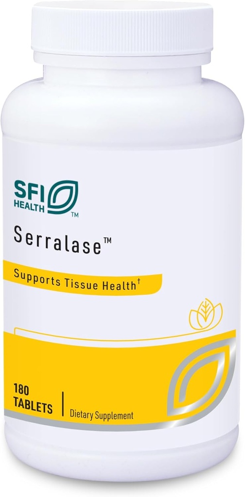 Klaire Labs SFI Health Serralase - ベジタリアンプロテオリン系酵素ブレンド(Serratia Peptidase & Bromelain for Digestion)、Papaya & Pineapple、Hypoallergenic(180 腸コーティング錠)