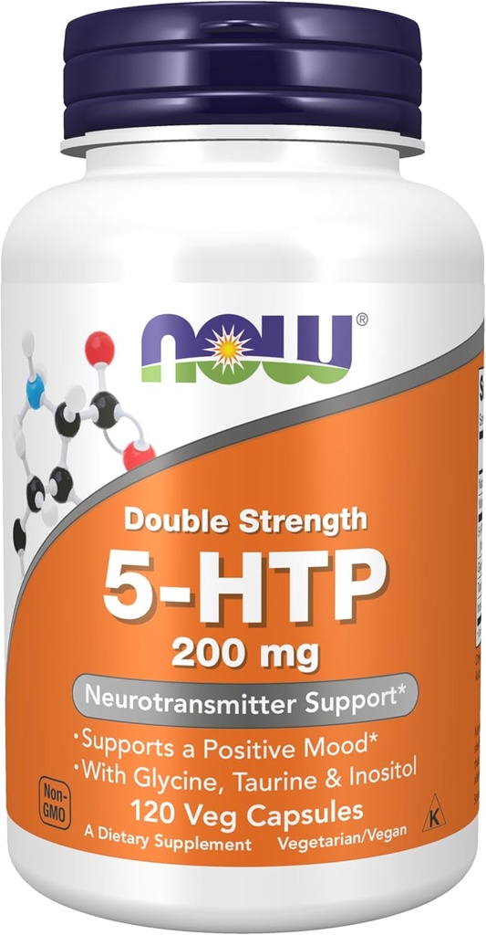 NOWの補足、5-HTP (5ヒドロキシトリプトファン) 200のmgの二重強さ、Neurotransmitterサポート*、120のベジのカプセル