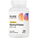 PureFormulas Methylfolate 800 mcg - 心臓血管、神経および気分の健康、非GMOベジタリアンタブレット、60 カウントのための活動的な B9 (5-MTHF)
