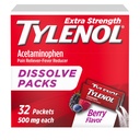 Tylenolの余分強さの分解の粉のパック、500のmgのアセトアミノフェンの苦痛Reliever及びファーバーの減力剤の薬、マイナー・エース及び苦痛のための速い救助、Ibuprofen及びAspirinなし、オン・ザ・ゴー・ベリーの味、32のCt