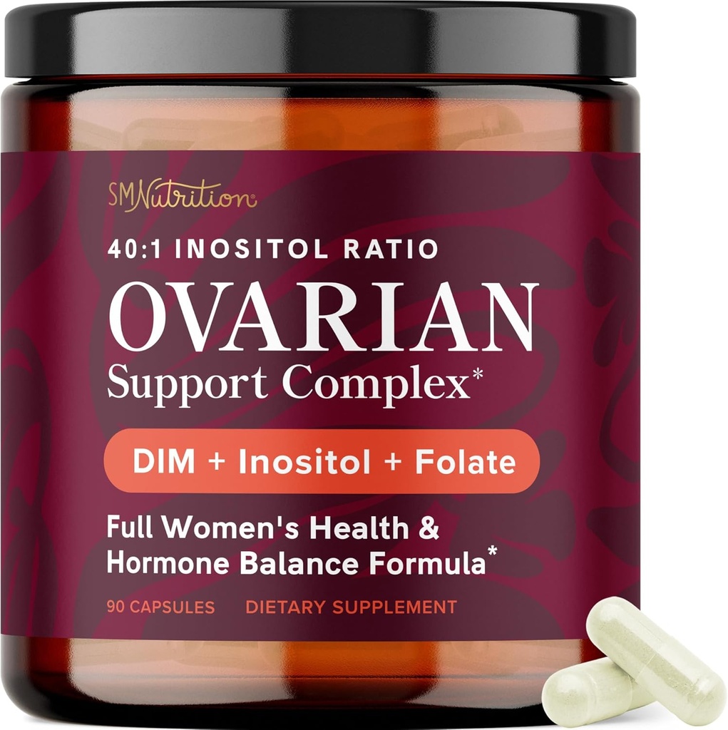 Ovarian Support for Hormone Balance for Women | Healthy Ovulation, Menstrual Cycle & Reproductive Health Support | DIM Supplement with Myo-Inositol & D-Chiro Inositol & Folate Complex | 30 Day Supply