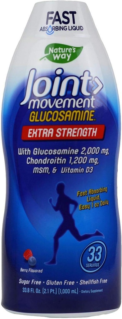 Nature's Way Extra Strength Joint Movement Glucosamine Natural Berry Flavor 33.8 fl oz ea (2-Pack)