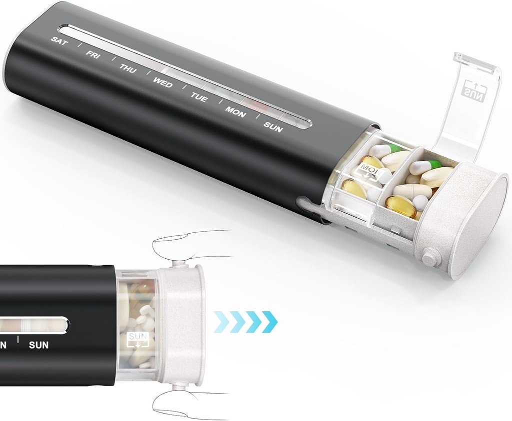 Zannakiアルミニウム7日の週刊丸薬のオルガナイザー、3つの層のシールが付いている携帯用旅行丸薬箱、大容量のかわいい毎日の丸薬箱、ビタミン、丸薬のための丸薬のホールダーの容器