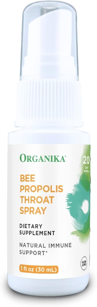 Organika Bee Propolis Throat Spray - 天然免疫サポートとソア喉の救済 - グルテンフリー、抗酸化サプリメント - アルコールフリー液体、1オンス