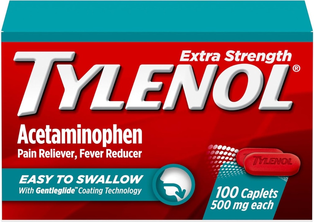 Tylenolの余分強さはAcetaminophen、痛みのReliever及びレバーの減力剤をSwallowに容易 Gentleglideの技術、500のmgの余分強さのアセトアミノフェン、100のctの大人のためのカプレットに塗りました