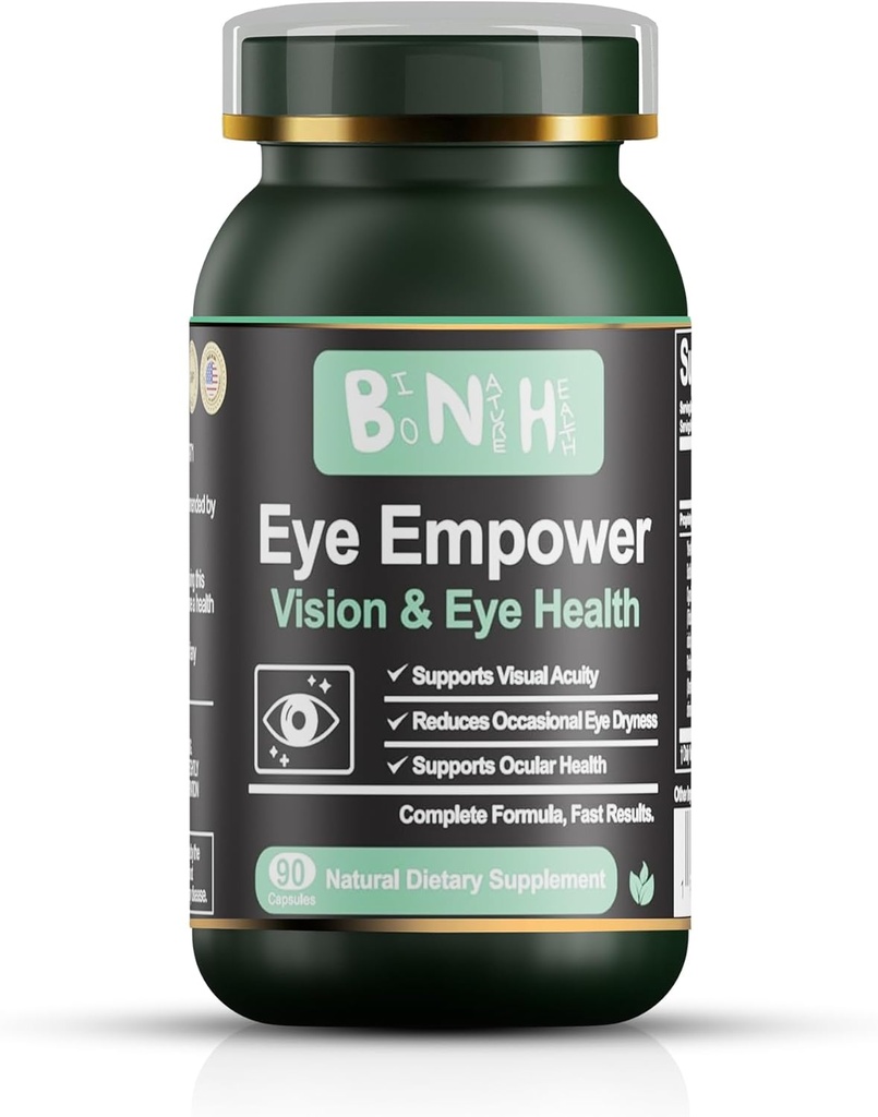 Eye Empower - Blue Light - Blurry Vision - Protection for Dry Irritated Itchy Eyes - Floaters - Fatigue - Ocular & Macular Support - Degeneration - Proven Nutrients - Retinal & Corneal - 90 Count