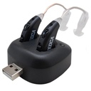 デジタル補聴器 - 充電式プレミアム BTE パーソナル サウンド アンプ ペア USB ドック、長持ち電池寿命、ブラック の耳の補聴器デバイス後ろ