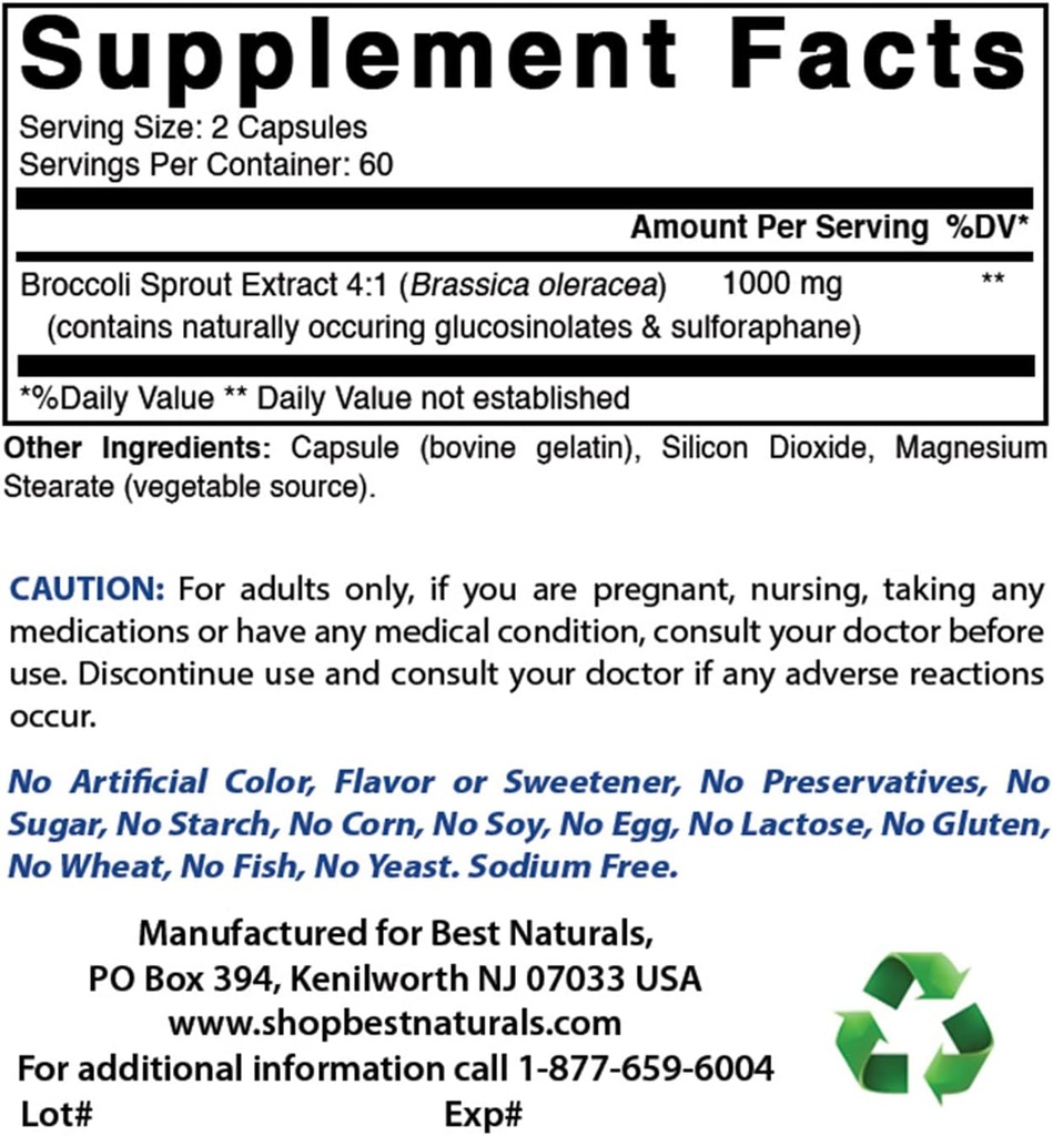 最高のNaturals BroccoliのSproutsのエキス、1000のmg及び亜鉛Gluconate 50mg