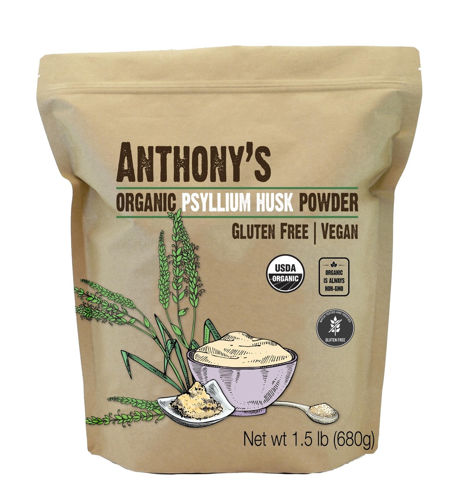 Anthony's Organic Psyllium Husk Powder, 1.5 lb, Gluten Free, Non GMO, Finely Ground, Keto フレンドリー