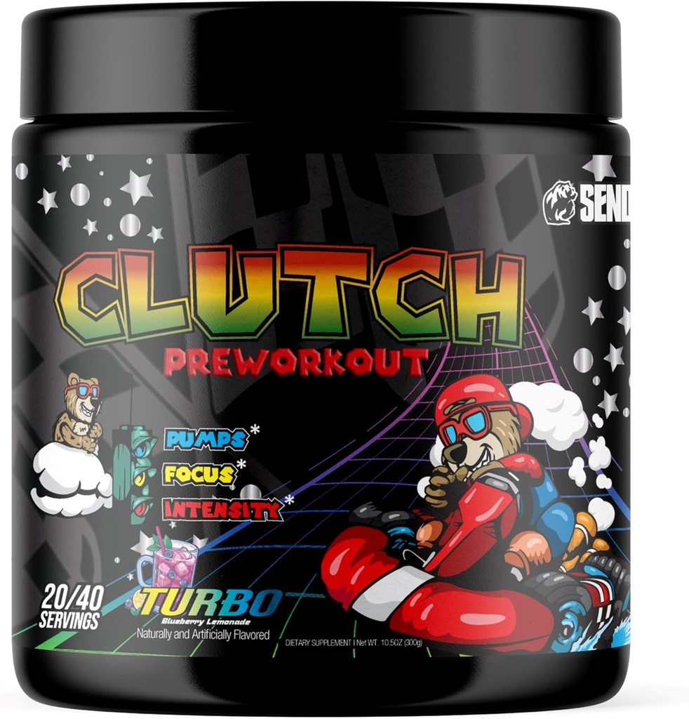 Sender Brand Clutch Turbo - Beta Alanine、Taurine、Nitrosigine、Tyrosine、Caffeine、Bitter Orange、Alpha Yohimbine with Intense Workoutsのハイスティム・プレワークアウト・パワーハウス