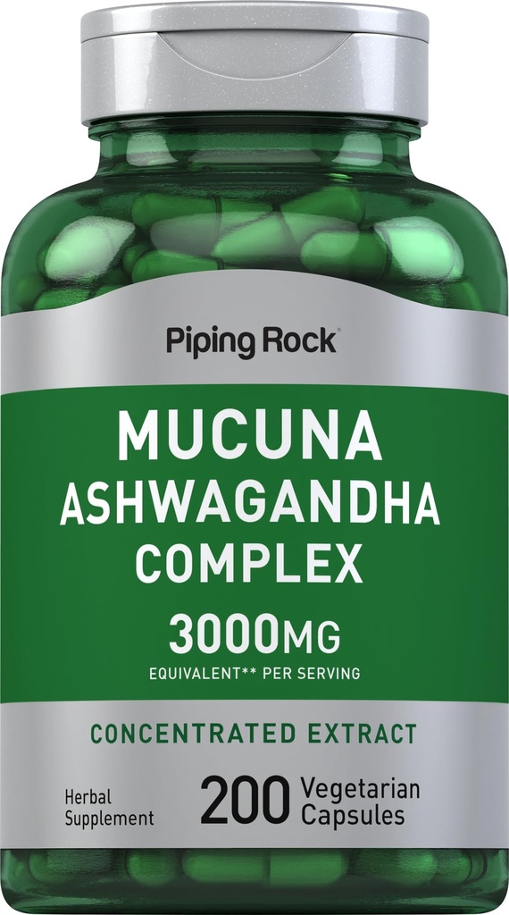 ピッピングロック マグナ アシュワガンダ 3000mg | 200カプセル | 男女別総合エキスサプリメント | ベジタリアン・非GMO・グルテンフリー