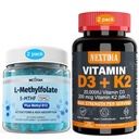 ビタミンD3 20,000 IU + K2(MK7) 200mcg、L-MethylFolate 15mg及びメチルB12のガミー