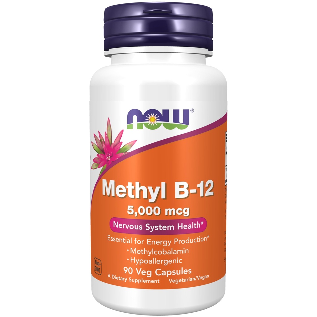 NOWの食糧は、メチルB-12 5000mcg、Methylcobalamin、Hypoallergenic、90のベジのカプセルを補います