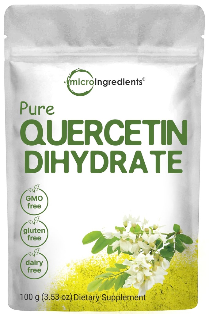 純粋なケルセチンのDihydrateの粉、サービングごとのケルセチン500mg、100グラム、ほとんどのBioavailableの等級および注入口は、強力な酸化防止エネルギー、免疫システム、GMOおよびビーガンを支えます