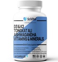 Ashwagandha 10000mgのTongkat Ali 40000mgの補足Multivitamin D3 K2 -人の健康及び圧力、気分、エネルギー、持久力サポート-AshwagandhaのカプセルのTongkatの米国- 60の計算