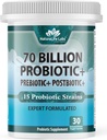 NaturaLife Labs Probiotics 70 Billion CFU – 15 オーガニックプレバイオティクス&ポストバイオティクスのストレーナー – 3-in-1フォーミュラ – 30 ビーガンカプセル