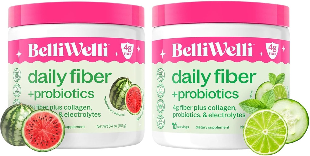 Belli Welliの毎日の繊維の補足の束-Cucumberの石灰のミント及びWatermelon - コラーゲン、プロバイオティクス及び電解物と--改善のウェルネスの味、32の合計のサービング