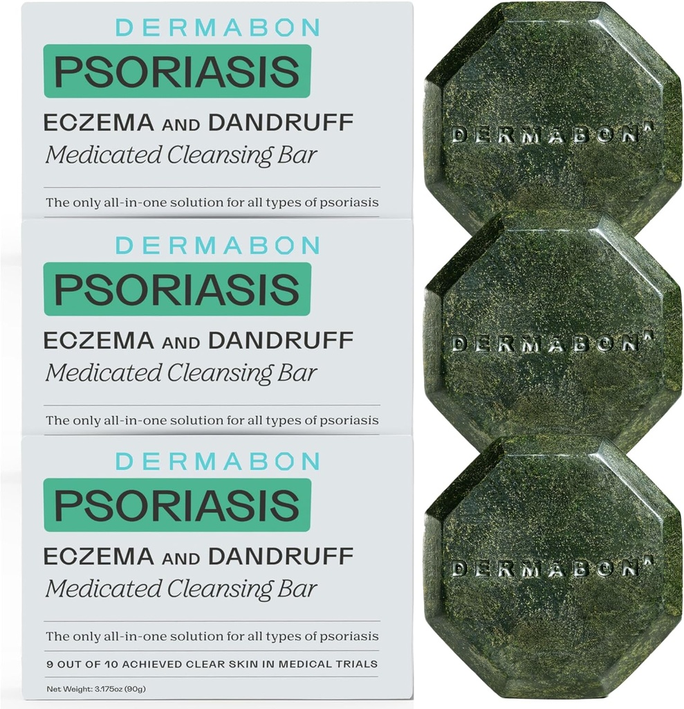Dermabon 2% コールタール乾癬 ボディウォッシュ&Eczemaバーソープ(3パック) | 制御と保護乾癬、湿疹、皮膚炎、およびドラフ | 有効成分コールタールボディウォッシュ
