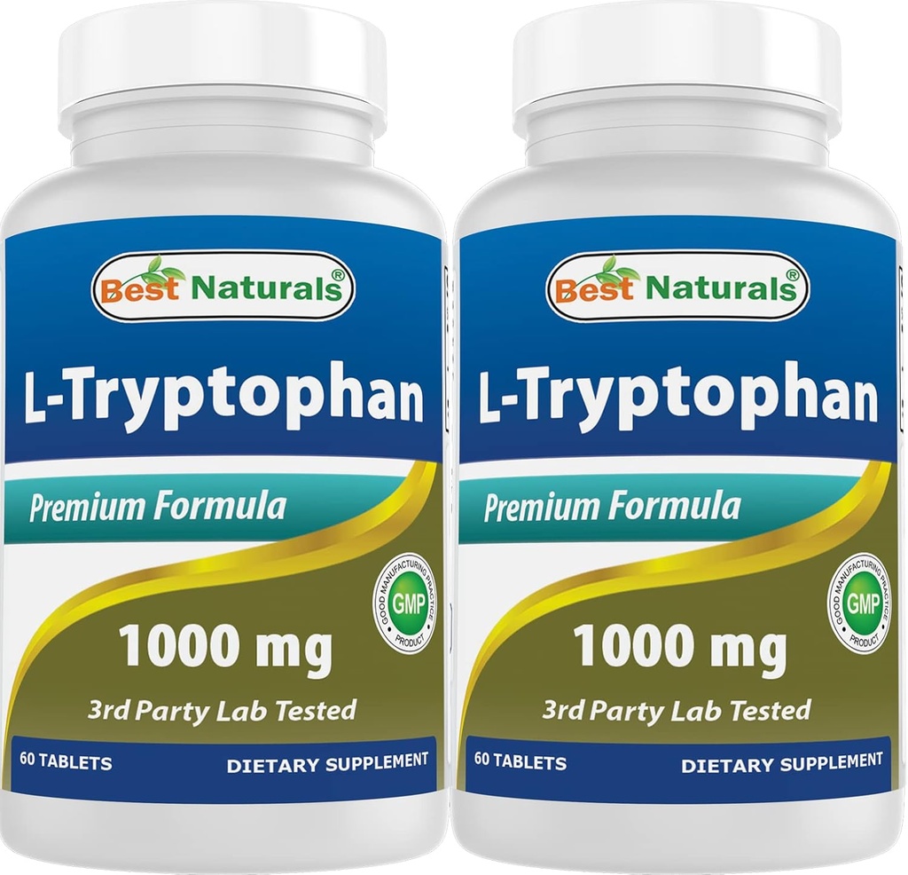 最高のナチュラル L-Tryptophan 1000 mg 60錠(60カウント)