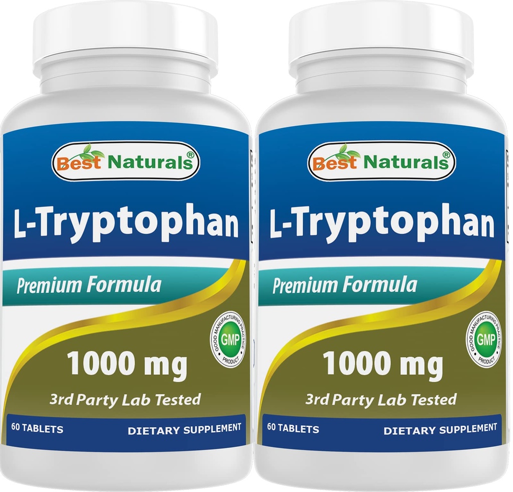 最高のナチュラル L-Tryptophan 1000 mg 60錠(60カウント)